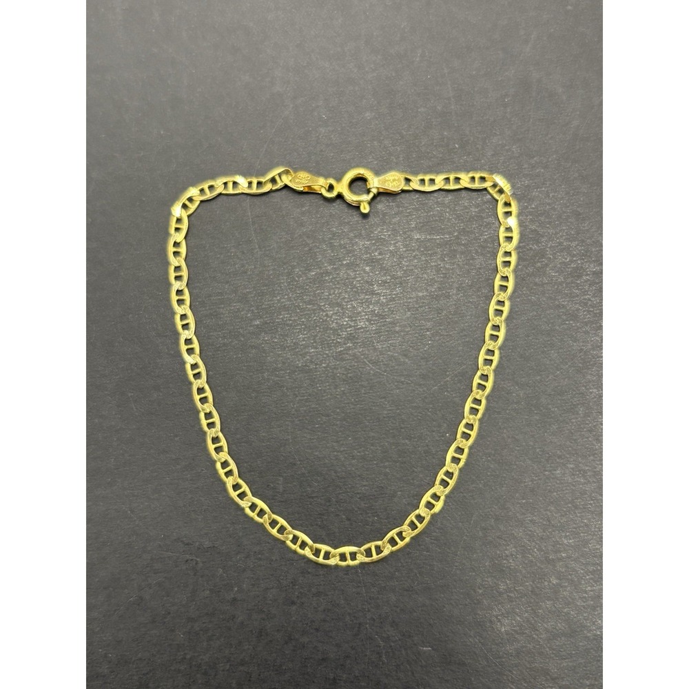 7.75" Gold Sterling Silver Mariner Link Bracelet H21